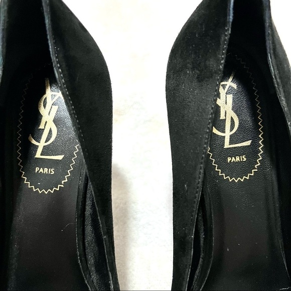 YVES SAINT LAURENT Women's Black Suede Tribtoo 80 Platform Pump Size: 8.5 - Picture 6 of 12